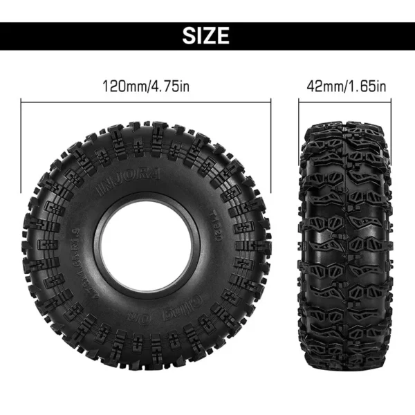 INJORA Cling On 1.9" S5 Crawler Tires (4.75" OD) (T1920) (4)