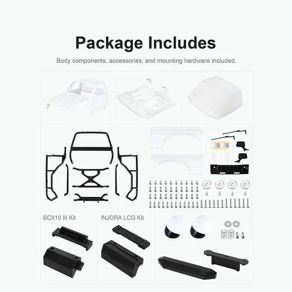 INJORA IR60-10 Hard Body with Interior & Bed Cage for 1/10 RC Crawler