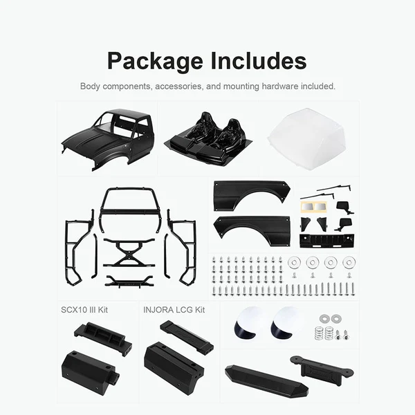 INJORA IR60-10 Hard Body with Interior & Bed Cage for 1/10 RC Crawler
