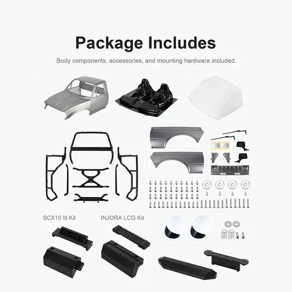 INJORA IR60-10 Hard Body with Interior & Bed Cage for 1/10 RC Crawler