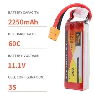 ZOP RC Lipo Battery 3S 11.1V 2250mah 60C Lithium Battery Rechargeable High Power XT60 Plug